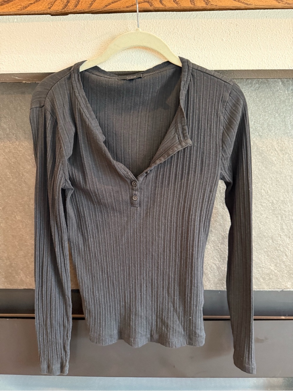 J. Crew Slim Ribbed Long-Sleeve Henley in black